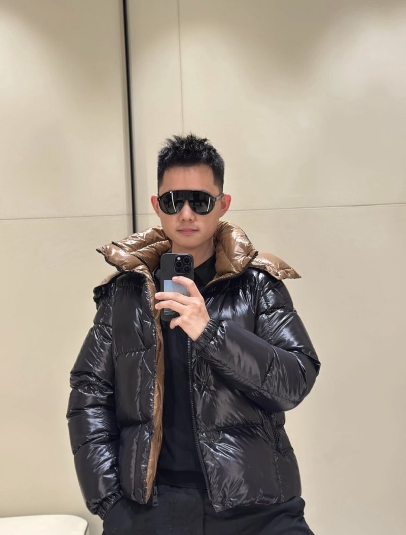 Black & Tan Reversible Down Puffer Jacket view