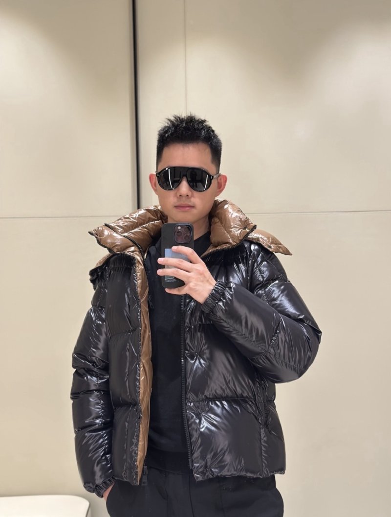 Black & Tan Reversible Down Puffer Jacket view