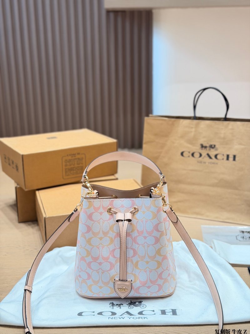 Coach Rowan Bucket Bag Pink Signature Canvas view
