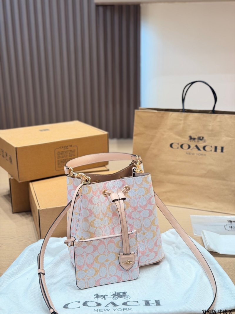 Coach Rowan Bucket Bag Pink Signature Canvas view
