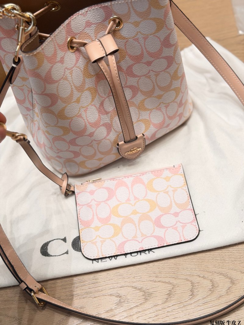 Coach Rowan Bucket Bag Pink Signature Canvas view
