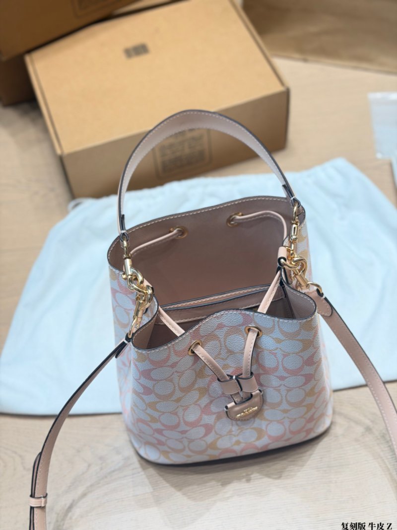 Coach Rowan Bucket Bag Pink Signature Canvas view