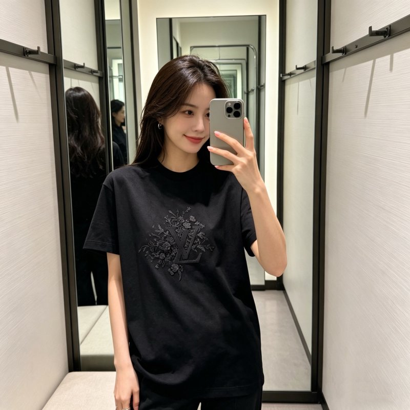 Black Oversized Graphic T-Shirt with Embroidered Design view