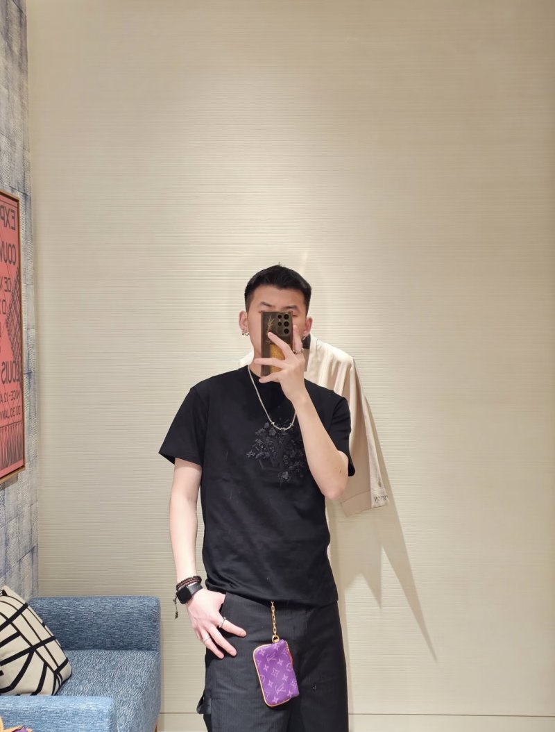Black Oversized Graphic T-Shirt with Embroidered Design view
