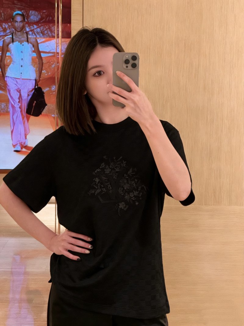Black Oversized Graphic T-Shirt with Embroidered Design view