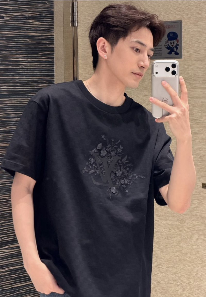 Black Oversized Graphic T-Shirt with Embroidered Design view