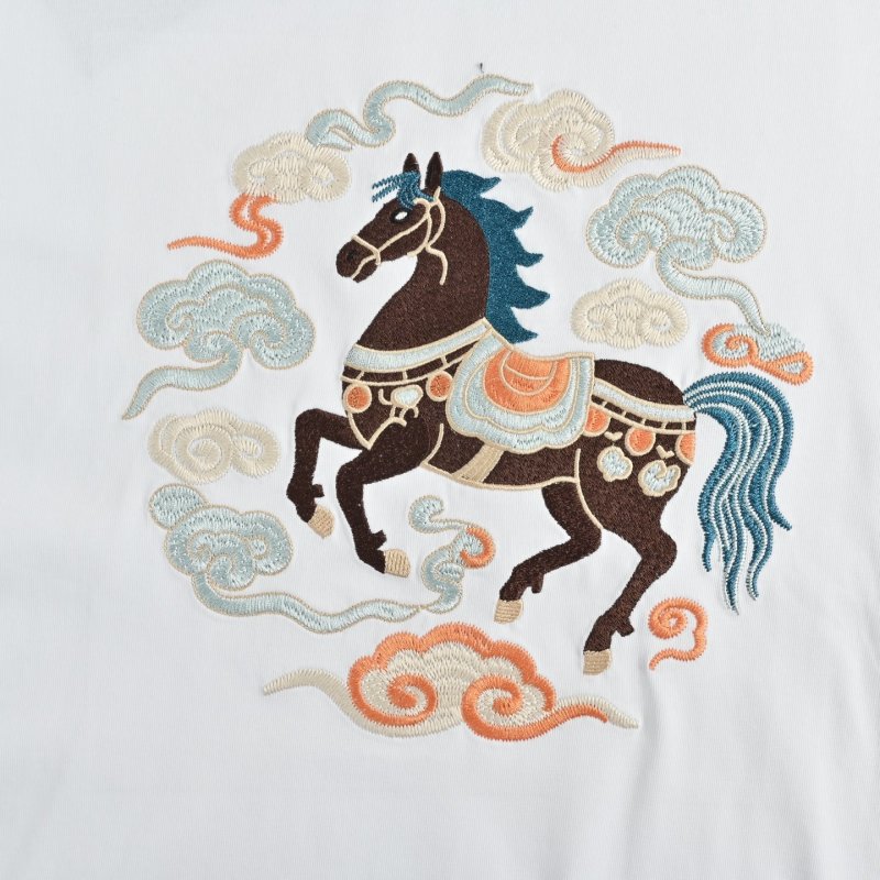 White Graphic Horse T-Shirt with Celestial Design view