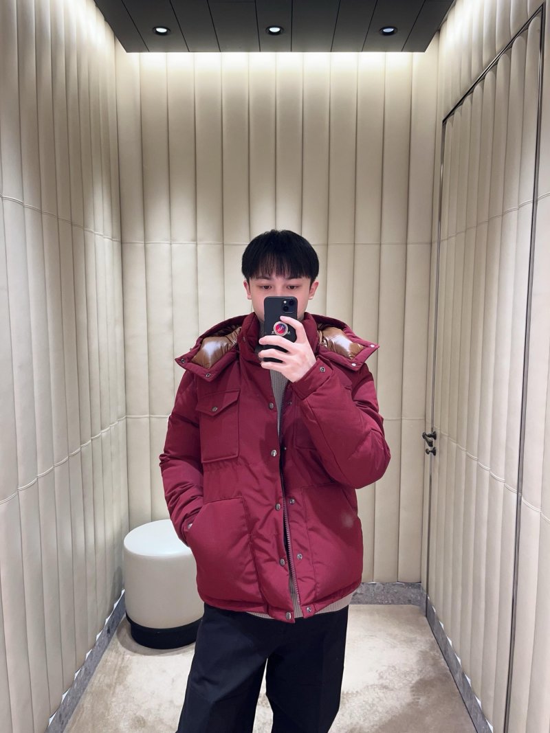 Burgundy Puffer Down Jacket with Hood view