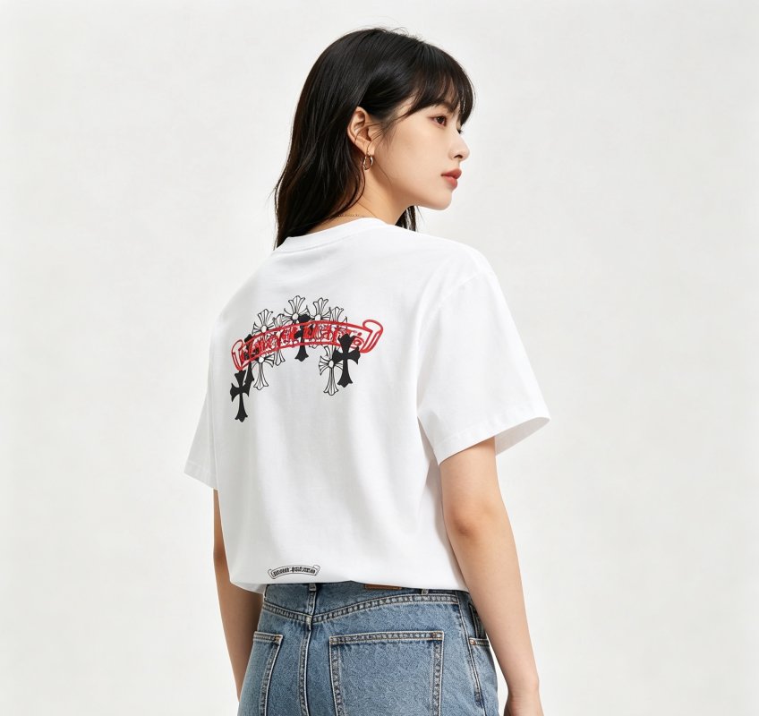 Chrome Hearts White Cross Floral Back Print T-Shirt view