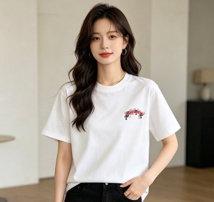 Chrome Hearts White Cross Floral Back Print T-Shirt view