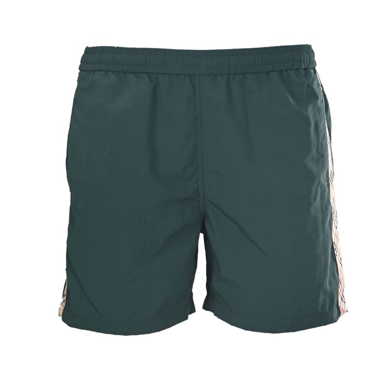 Burberry BBR Drawstring Nylon Check Swim Shorts - Green
