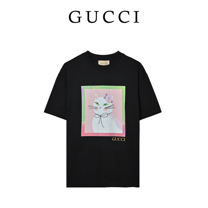 Gucci Cat Graphic Black T-Shirt view