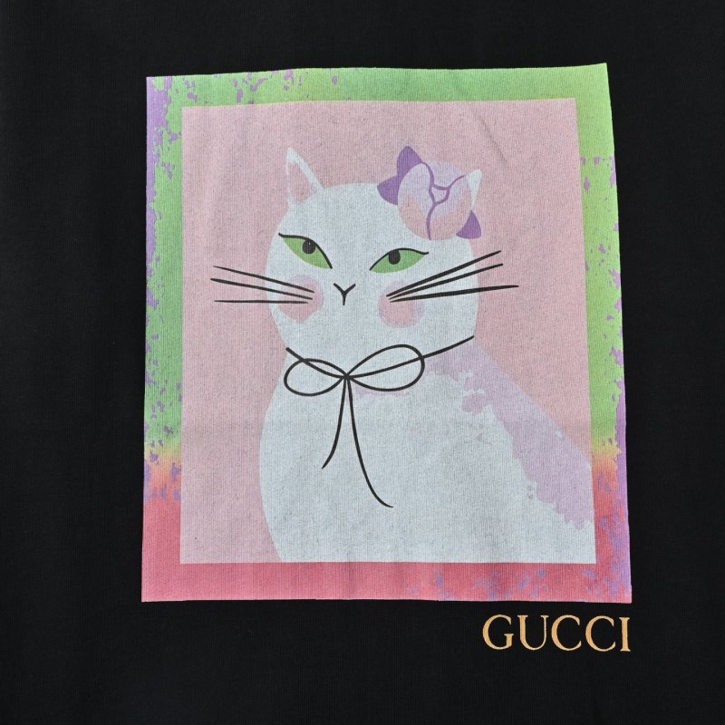 Gucci Cat Graphic Black T-Shirt view