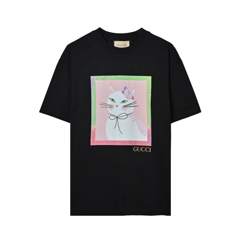 Gucci Cat Graphic Black T-Shirt view