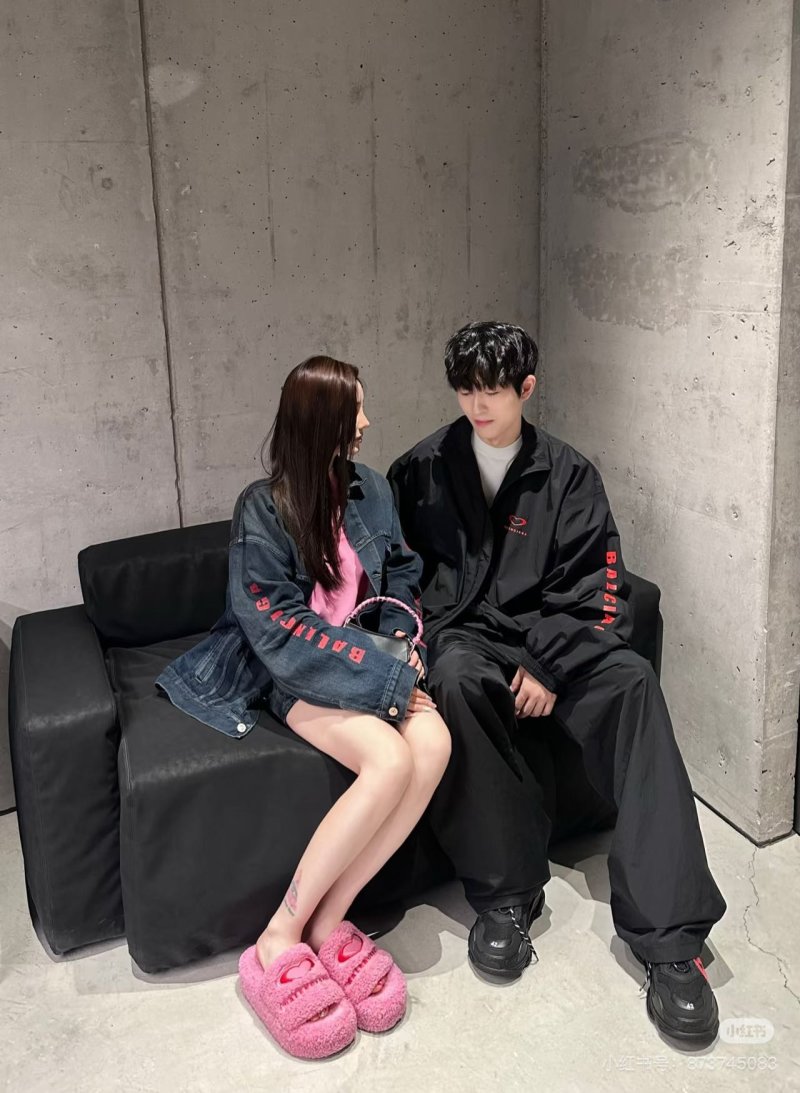 Black Denim Jacket with Red Back Graphic view
