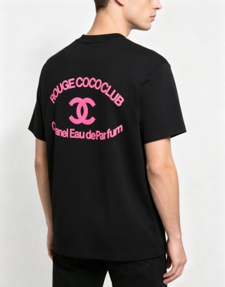 Chanel Rouge Coco Club Black T-Shirt with Pink Print view 1