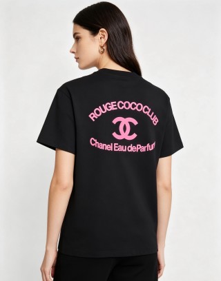 Chanel Rouge Coco Club Black T-Shirt with Pink Print view 3