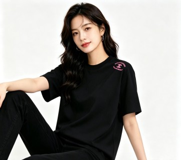 Chanel Rouge Coco Club Black T-Shirt with Pink Print view 4