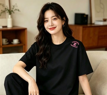 Chanel Rouge Coco Club Black T-Shirt with Pink Print view 5