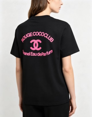 Chanel Rouge Coco Club Black T-Shirt with Pink Print view 6