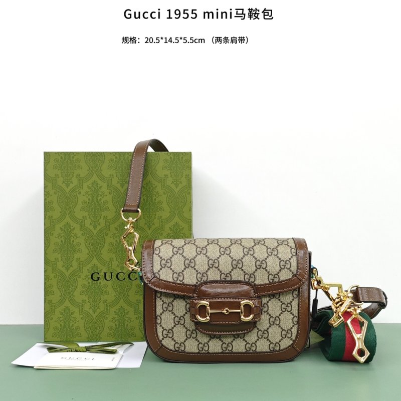 Gucci 1955 Horsebit Shoulder Bag Beige Monogram view