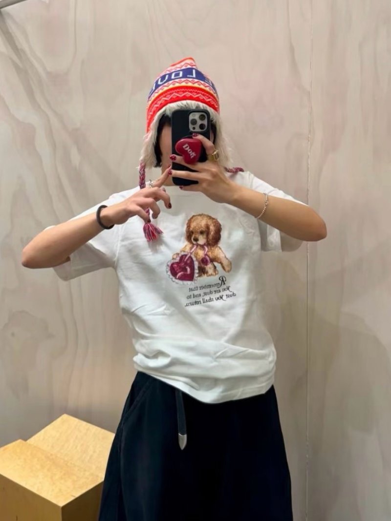 White Teddy Bear Graphic Short Sleeve T-Shirt view