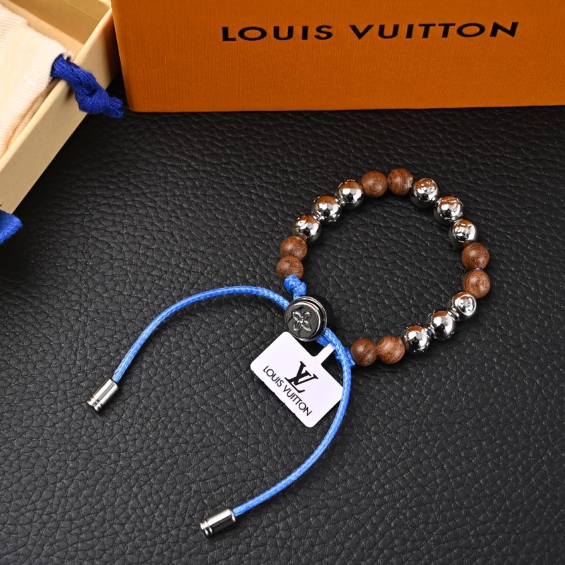 Louis Vuitton Peach Wood & Silver Bead Bracelet M0935A