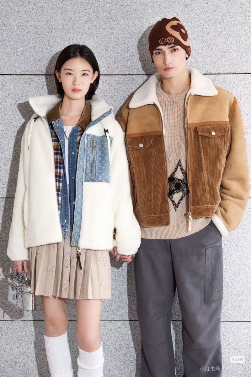 Camel Sherpa Lined Jacket with Corduroy Trim view