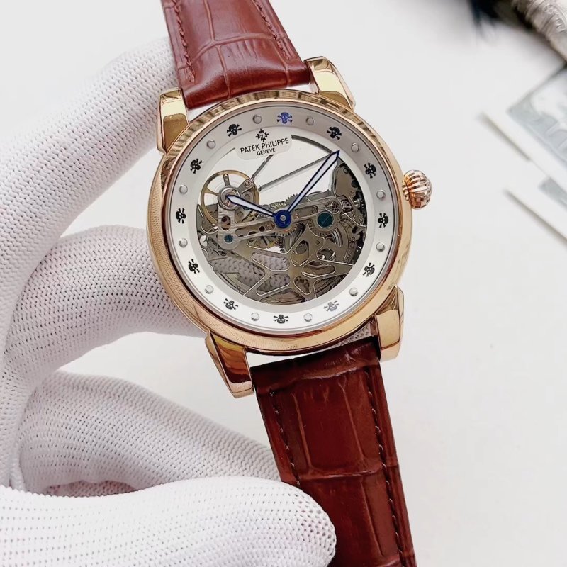 Patek Philippe Skeleton Automatic Watch - Rose Gold & Burgundy