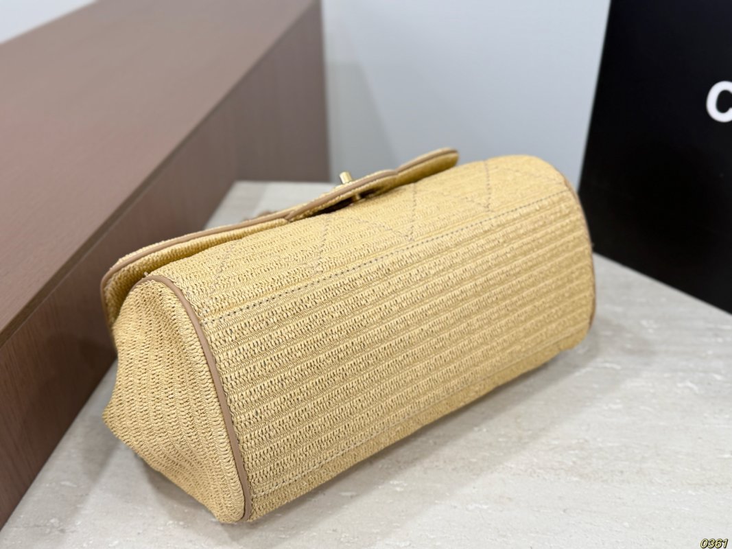Chanel Straw Woven Shoulder Bag Beige view