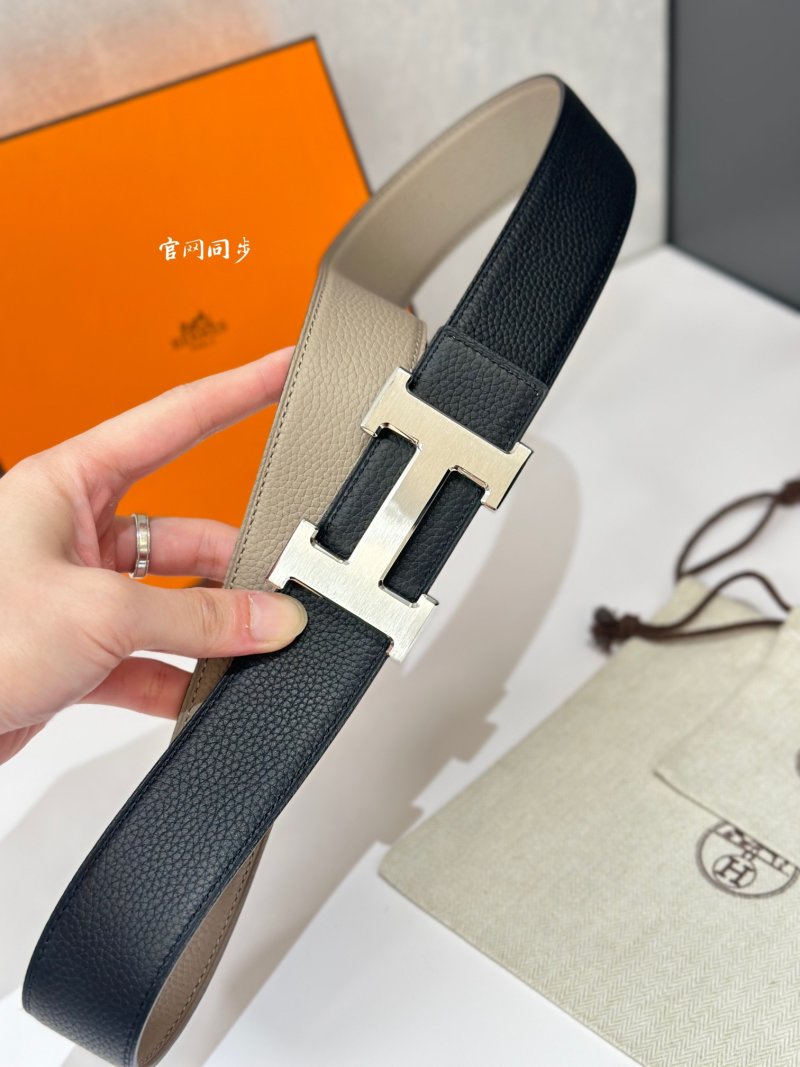 Hermès H Buckle Reversible Leather Belt 38mm Black view