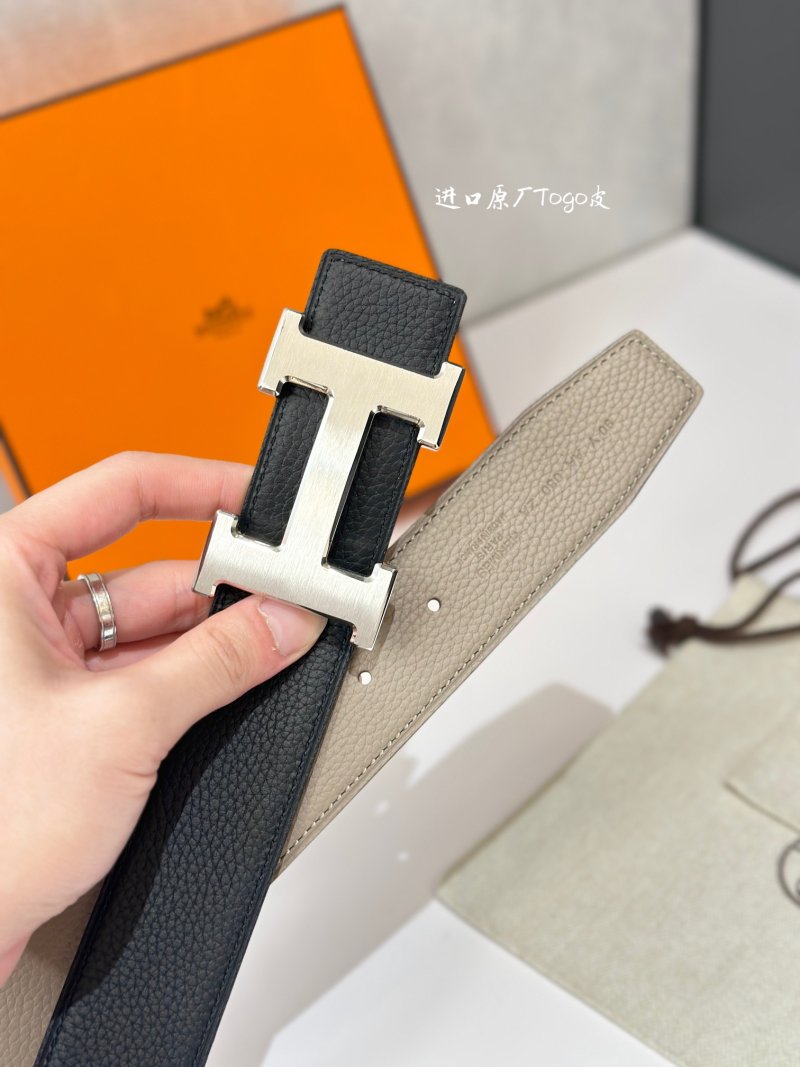 Hermès H Buckle Reversible Leather Belt 38mm Black view