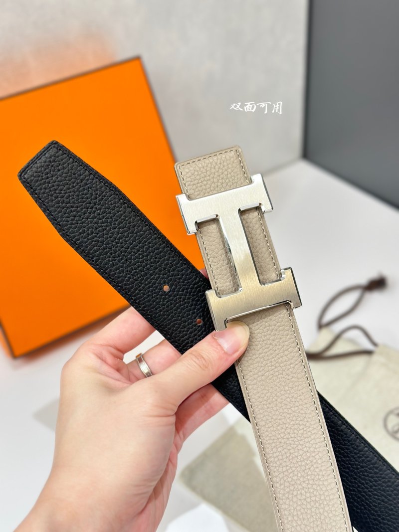Hermès H Buckle Reversible Leather Belt 38mm Black view