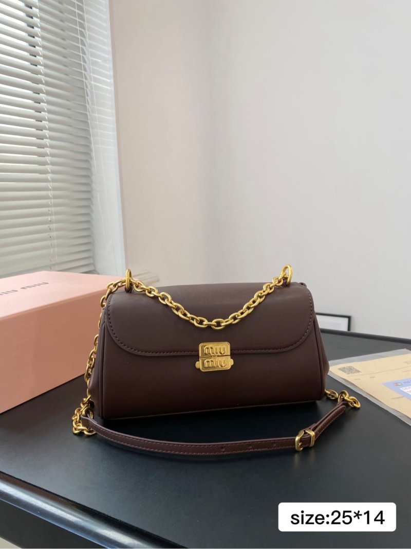 Miu Miu Double Lock Chain Shoulder Bag - Chocolate Brown