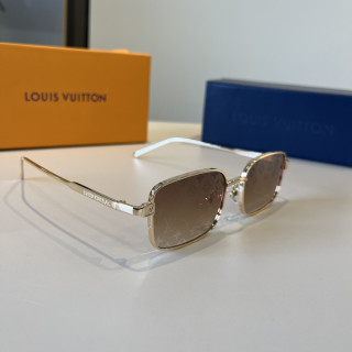 Louis Vuitton Square Metal Frame Sunglasses Gold Brown