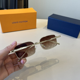 Louis Vuitton Square Metal Frame Sunglasses Gold Brown view 7