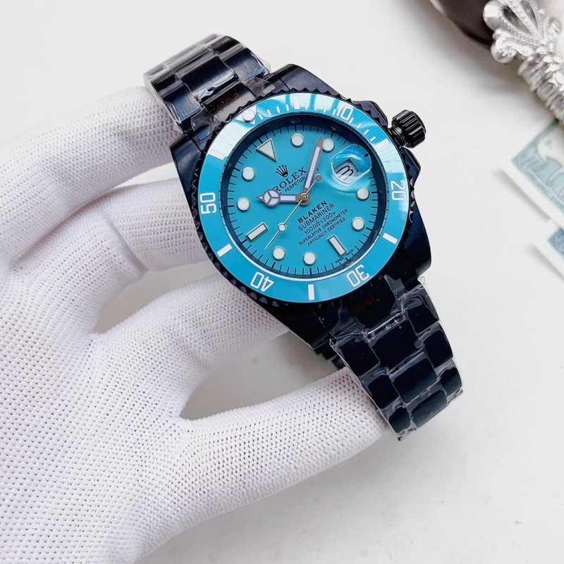 Rolex Submariner Turquoise Blue Black Steel Watch