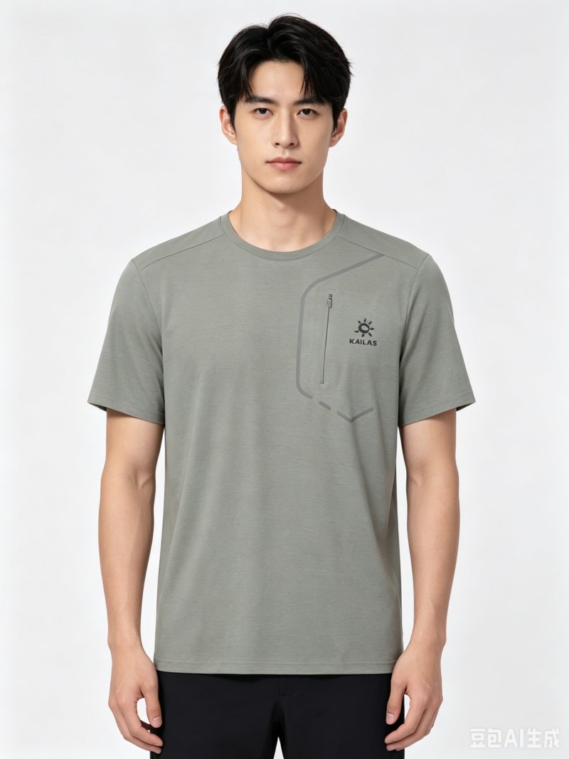 Sage Green Pocket T-Shirt with Embroidered Logo