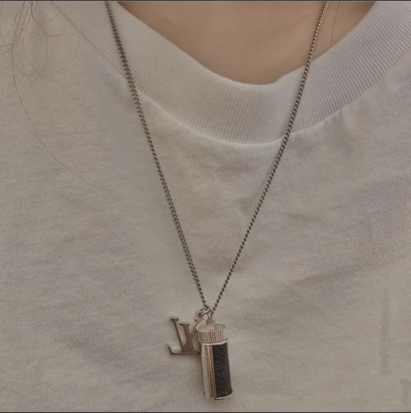 Louis Vuitton LV Perfume Bottle Black Pendant Necklace