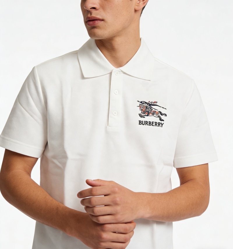 Burberry White Polo Shirt with Embroidered Logo view
