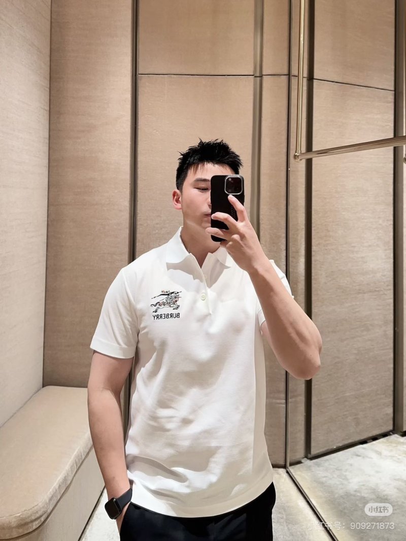 Burberry White Polo Shirt with Embroidered Logo view