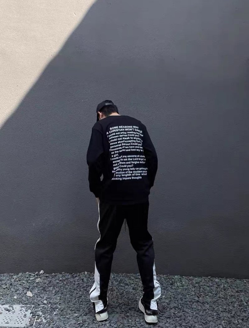 Black Oversized Graphic Text Long Sleeve T-Shirt view