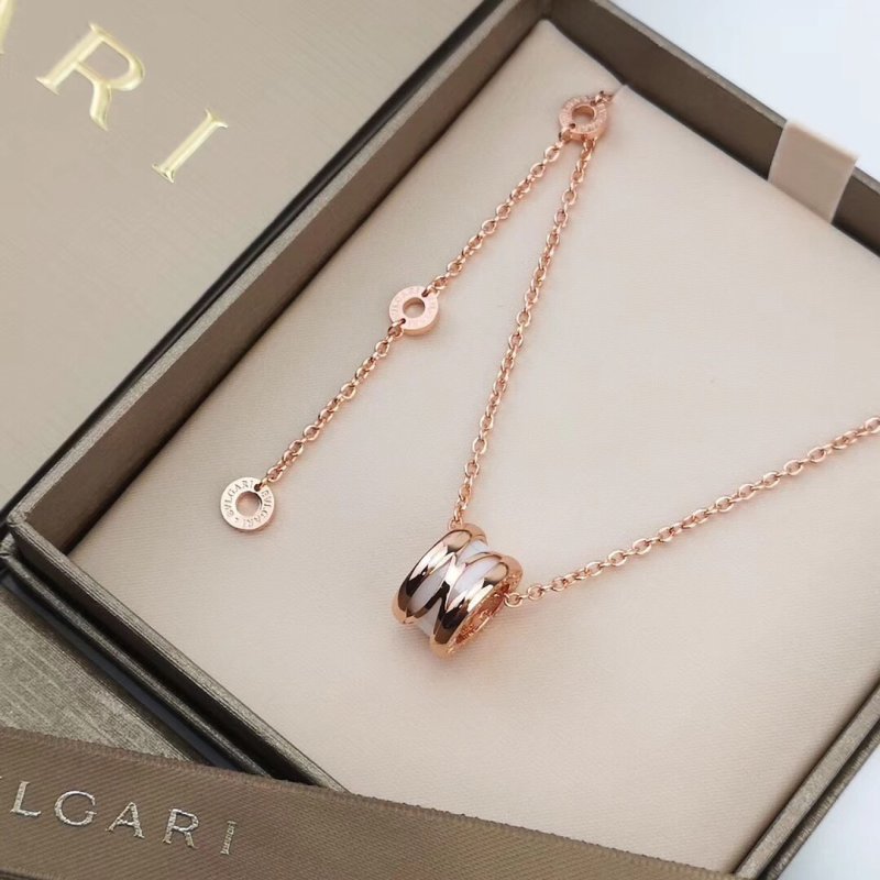 Bvlgari B.Zero1 White Ceramic Rose Gold Pendant Necklace view