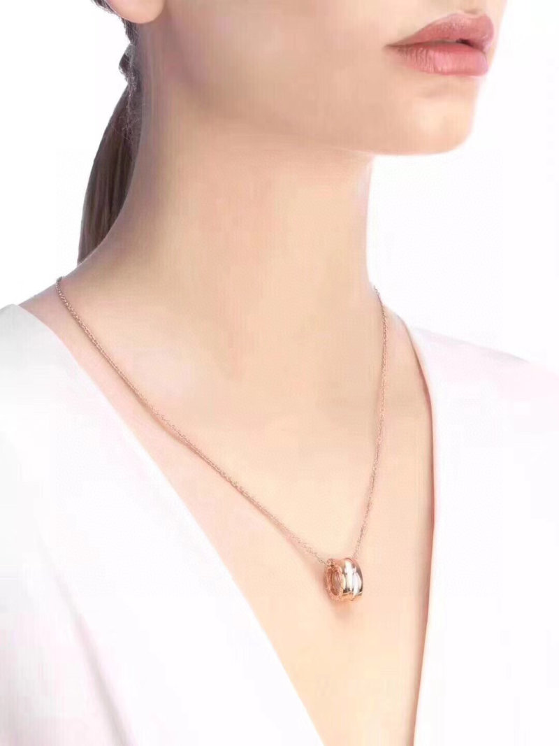 Bvlgari B.Zero1 White Ceramic Rose Gold Pendant Necklace view