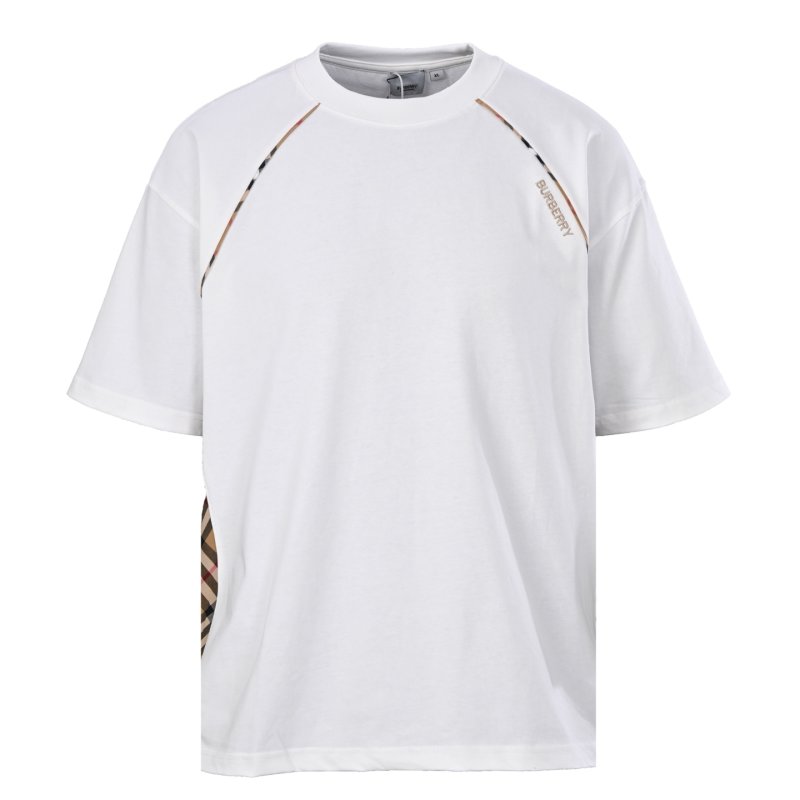 Burberry Check Side Panel White T-Shirt