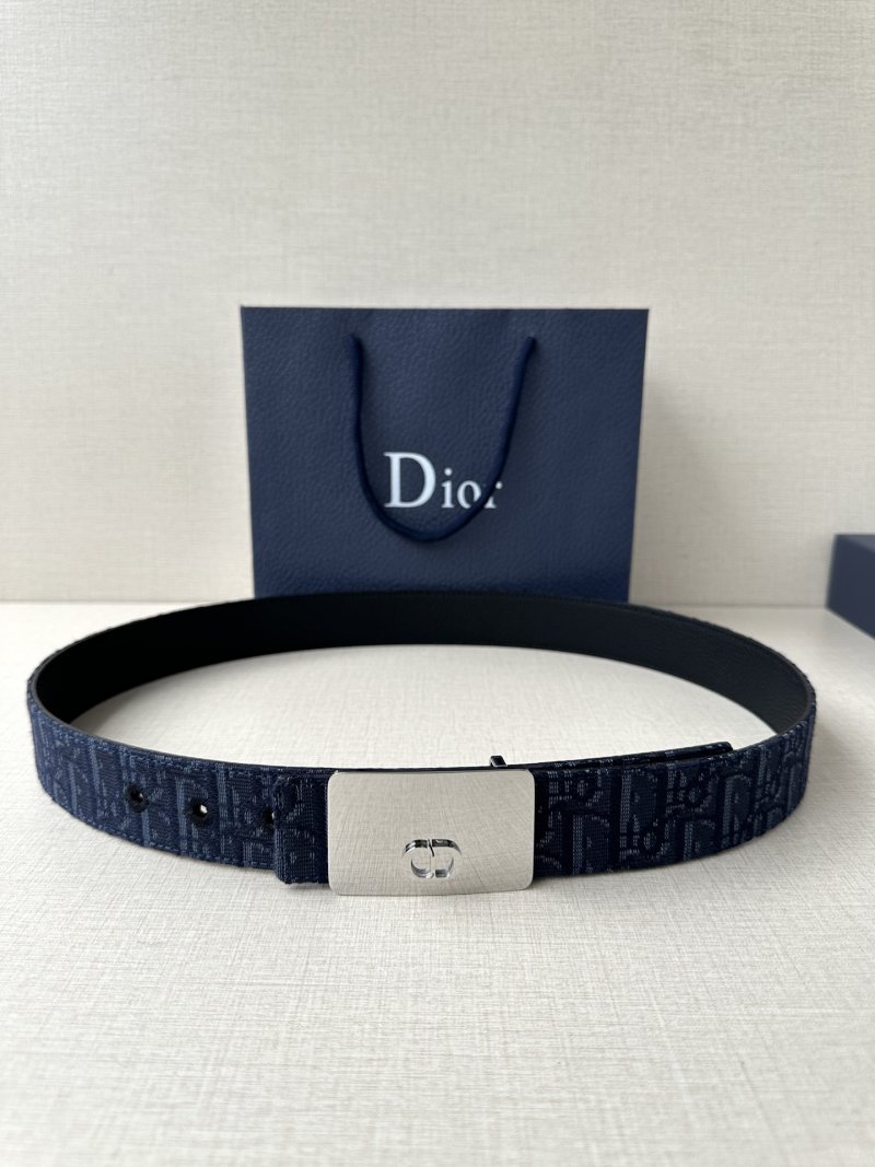 Dior Monogram Canvas Belt Navy 35mm