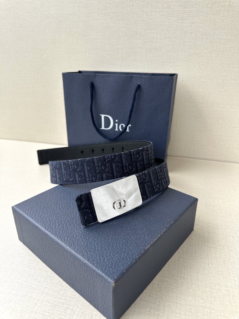 Dior Monogram Canvas Belt Navy 35mm view