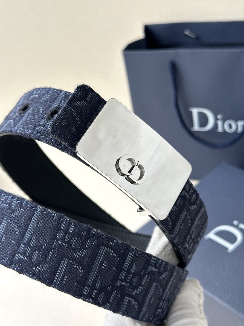 Dior Monogram Canvas Belt Navy 35mm view