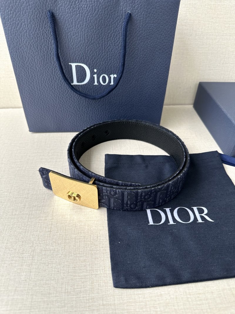 Dior Monogram Canvas Belt Navy 35mm view