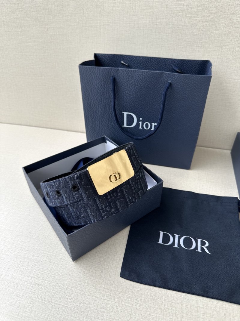 Dior Monogram Canvas Belt Navy 35mm view